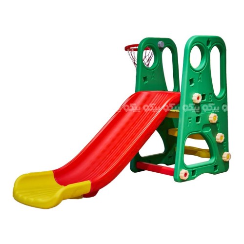 سرسره کودک طرح ABCD سبز با حلقه بسکتبال - کد PS5111