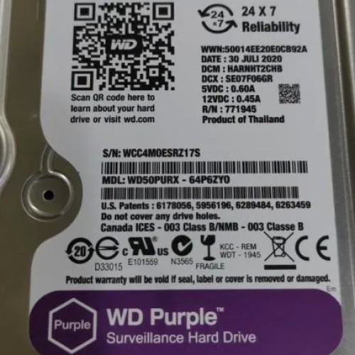 فروش هارد وسترن بنفش 500 گیگ با ضمانت و تست رایگان