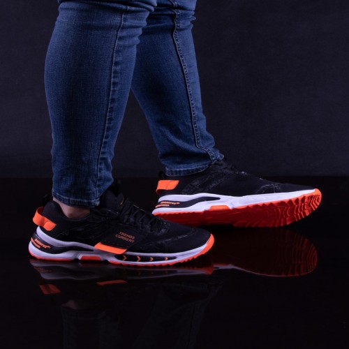 کفش اسپرت مردانه ترند مشکی نارنجی مدل 1271