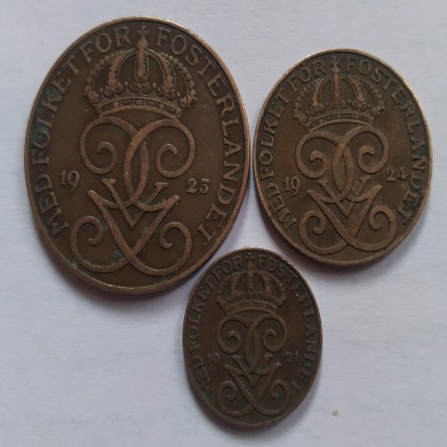 فروش ست 3 عددی سکه های قدیم و کمیاب سوئد - 3 تاج