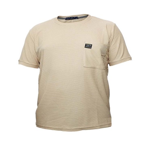 تیشرت مردانه آستین کوتاه کرمی JKT مدل 1409