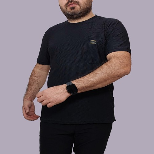 تیشرت مردانه آستین کوتاه مشکی JKT مدل 1411
