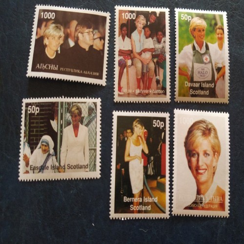 فروش مجموعه 6 عددی تمبر زیبای دایانا با قیمت مناسب