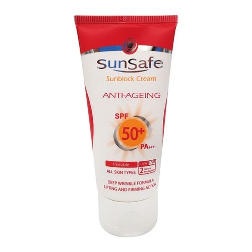 کرم ضد آفتاب و ضد چروک بی رنگ SPF50 سان سیف