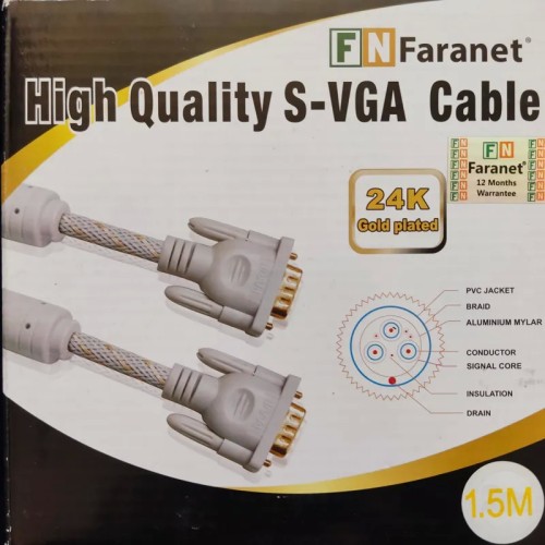 فروش کابل VGA فرانت با کانکتورهای طلایی و نویزگیر