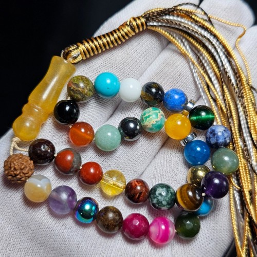 خرید تسبیح 33 دانه سنگهای معدنی هفت مراکز بدن کد 37787