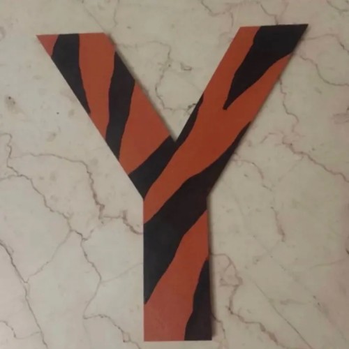 فروش استیکر حروف انگلیسی چوبی وایy ببری نارنجی مشکی