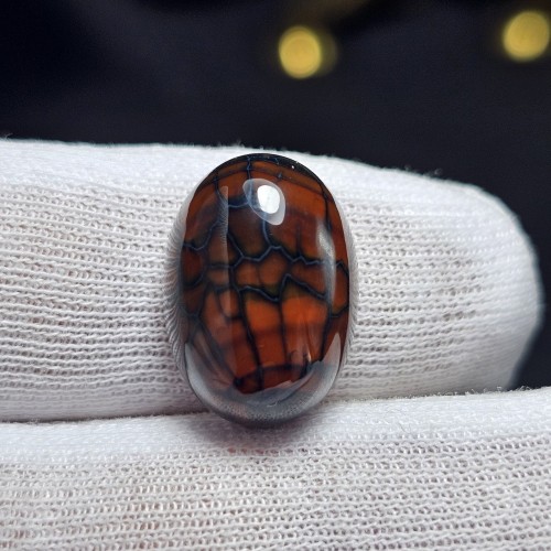 نگین سنگ عقیق دراگون معدنی کد 37680 با ابعاد 18x13