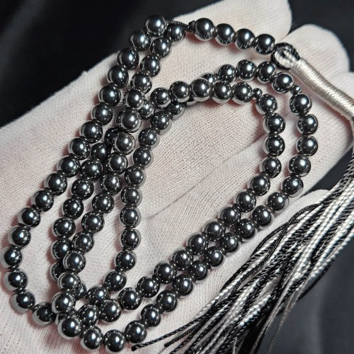 تسبیح 101 دانه حدید معدنی با قطر 6 میلیمتر و وزن 53 گرم