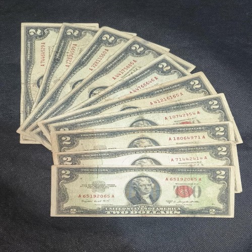 فروش 10 برگ 2 دلار 1953 مهر قرمز کمیاب | بهترین قیمت