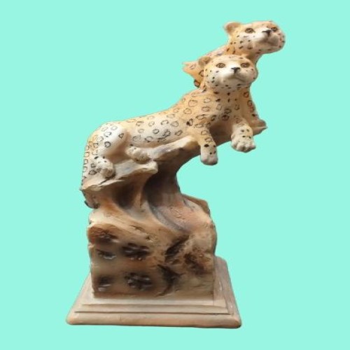 مجسمه دکوراتیو دو پلنگ روی صخره زیبا و خاص