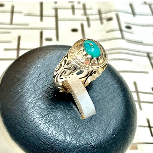 فروش انگشتر فیروزه نیشابوری رکاب دستساز و مشبک