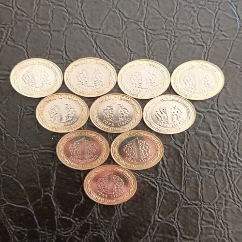 فروش 10 سکه بانکی 1 لیر ترکیه صدمین سالگرد آتاترک