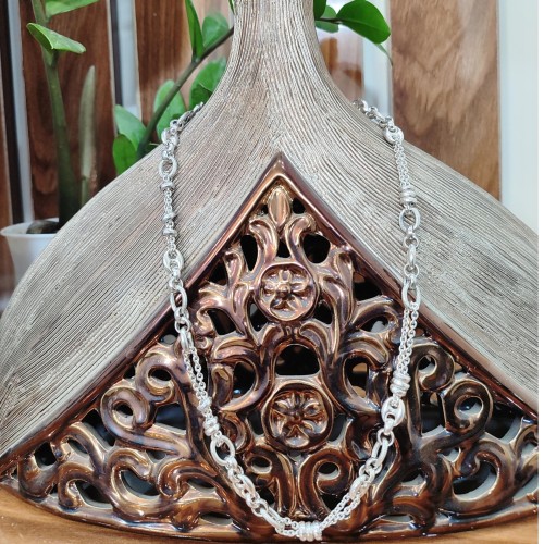 خرید زنجیر نقره ایتالیایی دستساز روکش طلا سفید وردسا