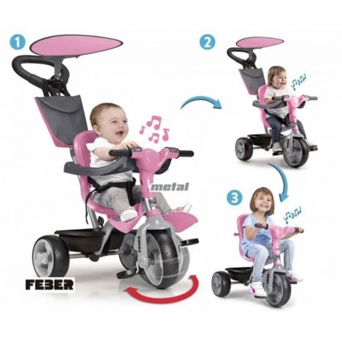 سه چرخه کودک پدالی فبر مدل Feber baby plus صورتی