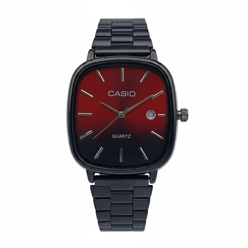 ساعت کاسیو اولدمانی تمام مشکی صفحه قرمز مردانه شیک
