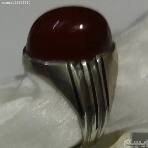 انگشتردرشت نقره دستساز با نگین عقیق سرخ یمن - زیورآلات فاخر