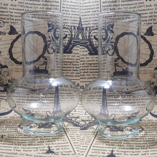 فروش جفت شیشه حباب چراغ نفتی گردسوز با ارتفاع 10 سانتیمتر