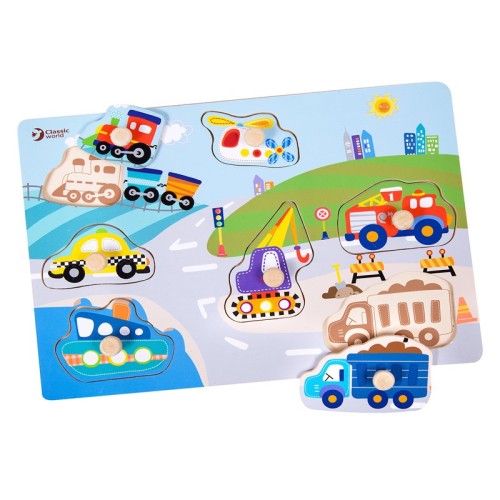 پازل چوبی کودک طرح حمل و نقل Classic World مدل Traffic 3611