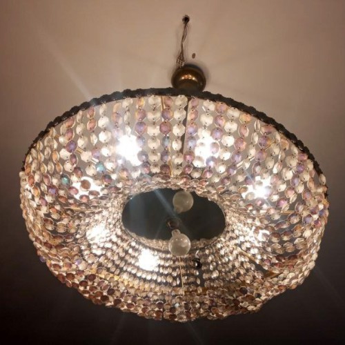 فروش لوستر چک گرد 1300 کریستال چکسلواکی پهلوی