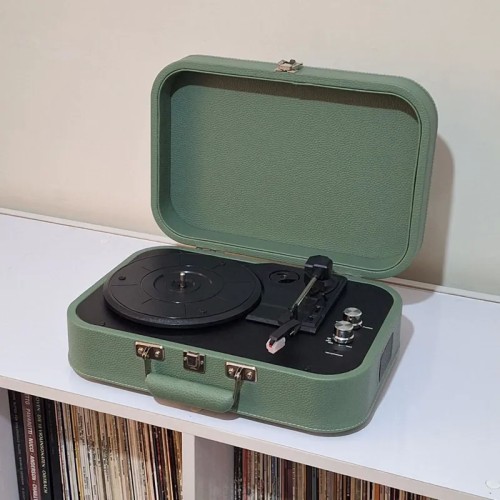 فروش گرامافون چمدانی سبز وارداتی با بلوتوث و هدفون