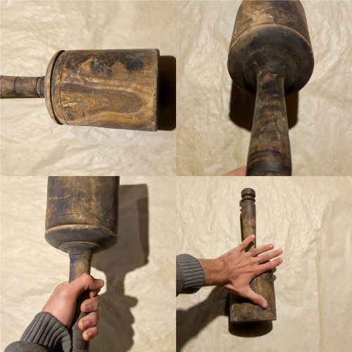 گوشت کوب چوبی قدیمی غول پیکر آنتیک با قیمت مناسب