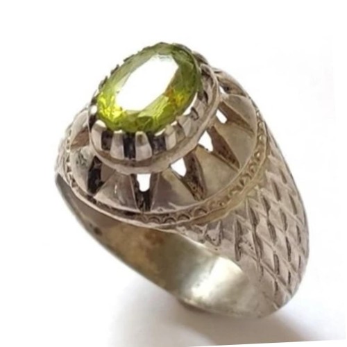 فروش انگشتر نقره 950 رودیوم زنانه و مردانه با نگین زبرجد