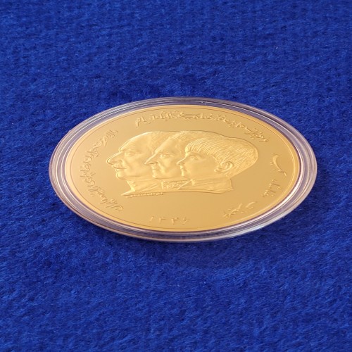 سکه برنز روکش طلا یادبود 3 سر پهلوی خاص