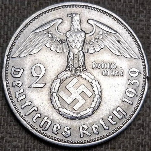 فروش سکه نقره 2 رایش مارک آلمان نازی و هیتلر 1939