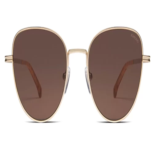 عینک آفتابی کومونو Chloe White Gold با فریم گربه‌ای