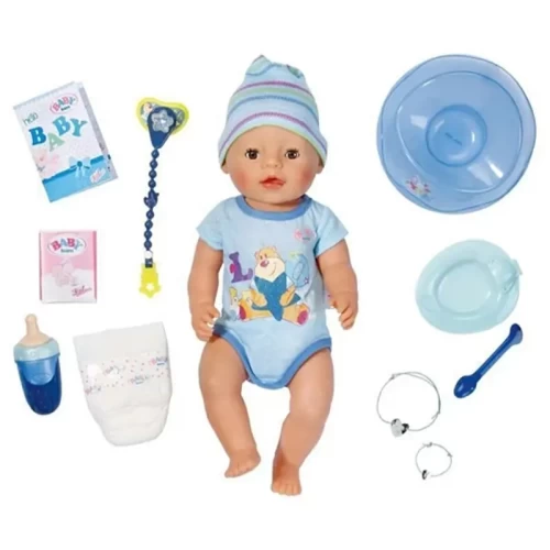 عروسک دخترانه جیشی BABY BORN با لباس آبی و لوازم