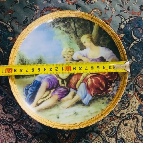 فروش بشقاب قدیمی طلاکوب دست ساز 24عیار چک