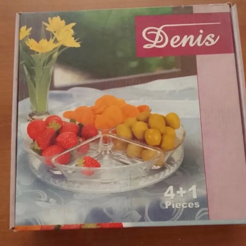 فروش ظرف اردو خوری ترشی خوری 4 تا کاسه یک سینی کریستال