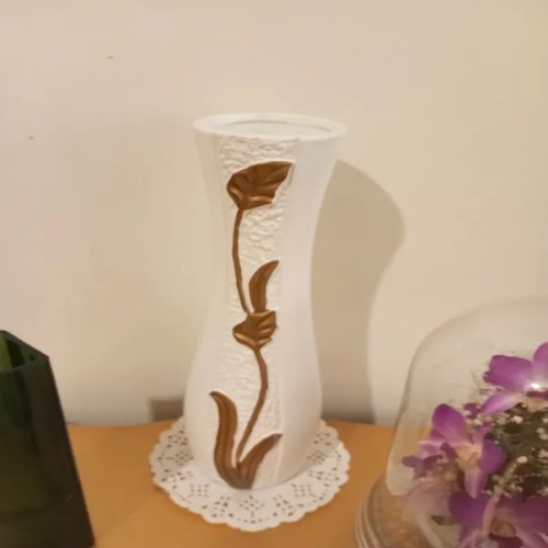 خرید گلدان ژاپنی آنتیک سرامیکی با طرح گل طلایی