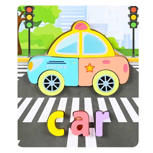 پازل چوبی جاگذاری آموزشی طرح ماشین - کد P/4098/AR