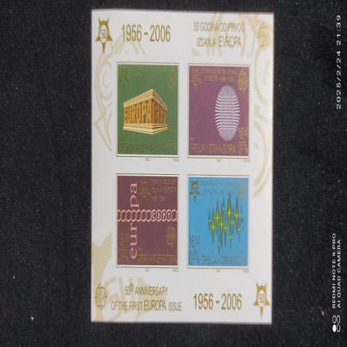 فروش مینی شیت اروپا چاپ صربستان 2006 با بیدندانه