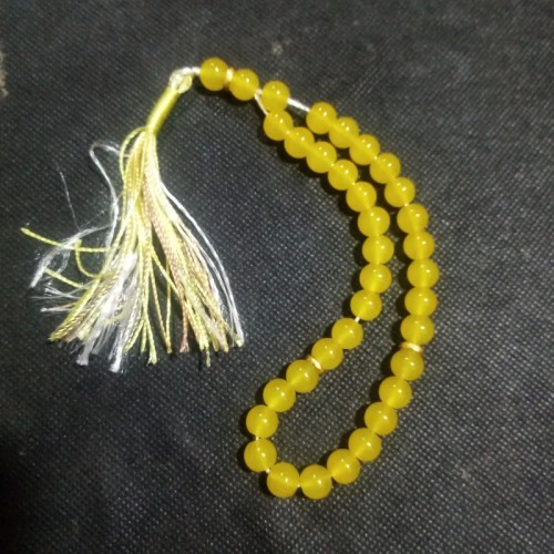 تسبیح 33 دانه عقیق زرد شرف شمس با کیفیت عالی