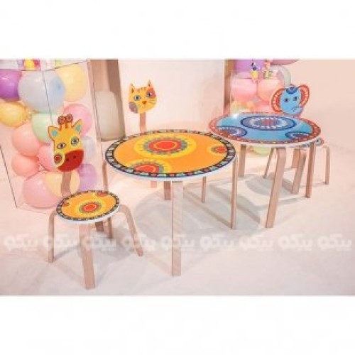 میز کودک چوبی زرد کد SD-03-C