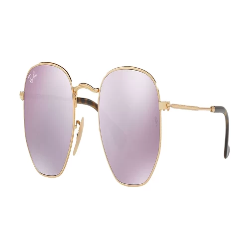 عینک آفتابی RayBan 3548N Hexagonal Flat Lenses Gold Lilac Mirror - Image 2