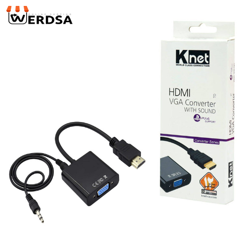 مبدل HDMI به VGA کی نت مدل K-AHV00 به همراه کابل AUX