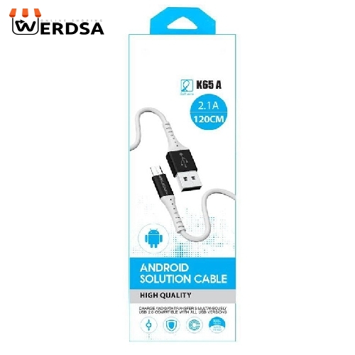 کابل تبدیل USB به microUSB مدل K65 A طول 1.2 متر