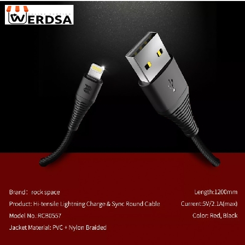 کابل تبدیل USB به لایتنینگ مدل RCB0557 طول 1.2 متر