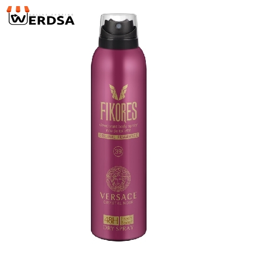 اسپری خوشبو کننده بدن زنانه فیکورس مدل Versace Crystal Noir حجم 200 میلی لیتر