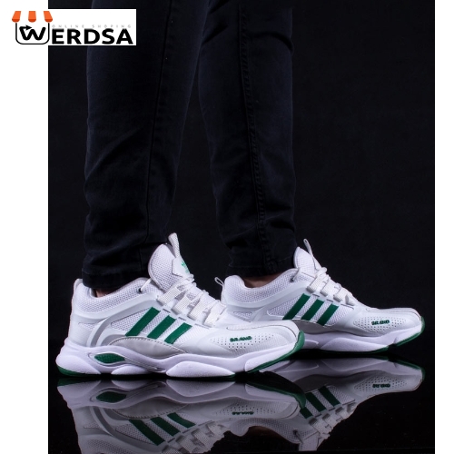 کفش اسپرت مردانه آدیداس سفید سبز مدل 1313