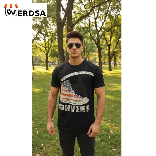 تیشرت آستین کوتاه طرح دار Convers مدل سئول T10