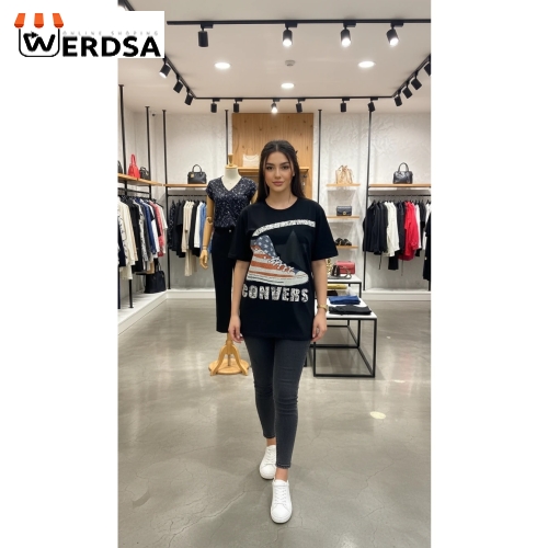 تیشرت آستین کوتاه طرح دار Convers مدل سئول T10