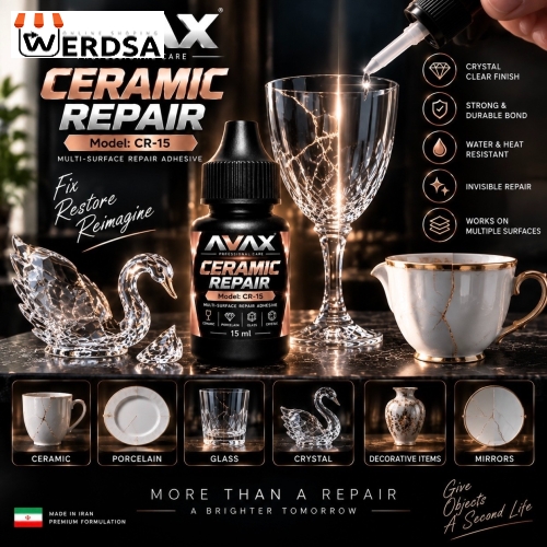چسب ترمیم ظروف کریستالی اواکس مدل Ceramic Repair CR-15 حجم 15 میلی لیتر