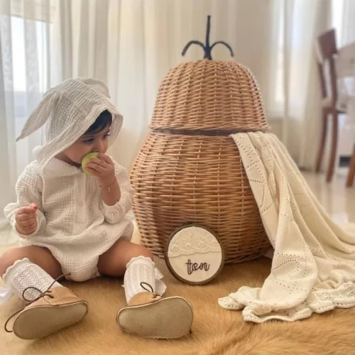 سبد اسباب بازی حصیری ایکیا طرح گلابی کد 4472847