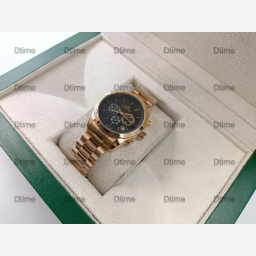 ساعت الگانس رزگلد صفحه مشکی 7523 تک زنانه