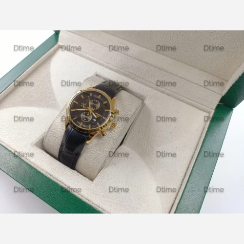 ساعت سیکو طلایی صفحه مشکی چرمی 7122 تک زنانه